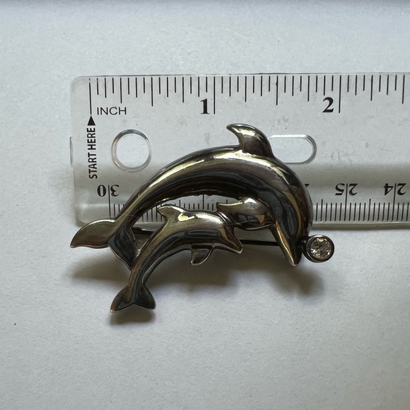 Sterling Silver Dolphin Brooch - Picture 6 of 7
